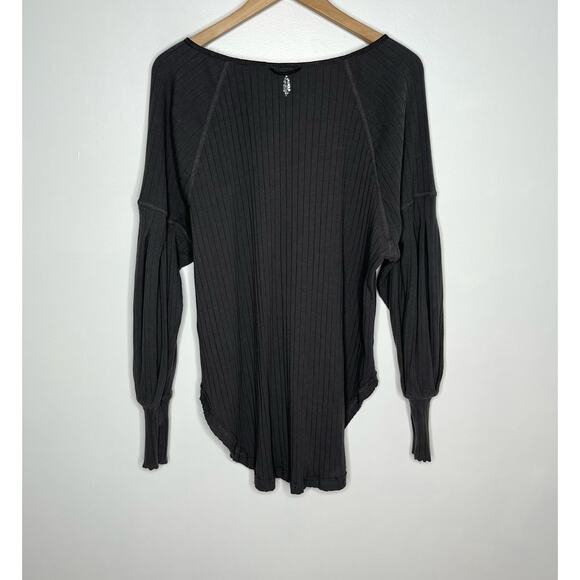 Free People Movement Bella Layer Long Sleeve Top Womens Large Gray Cotton Boho - Picture 8 of 10